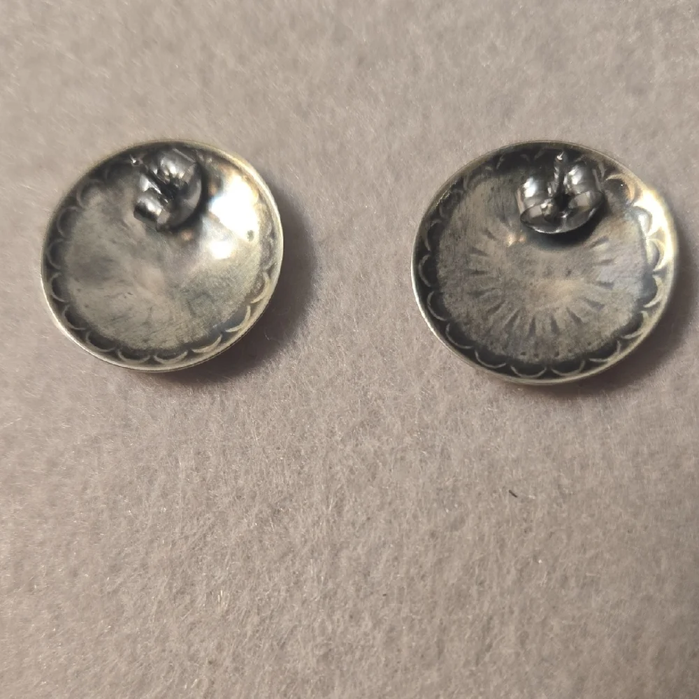 Sterling Silver Concho Dome Stud Earrings 3/4